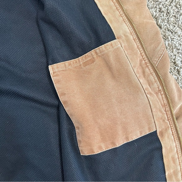 Vintage Carhartt Canvas Hooded Active Jacket Mens XL Lined Zip Workwear J160 BRN - Picture 13 of 14